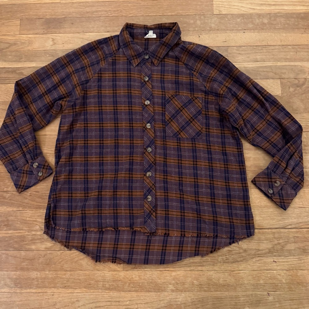Hem & Thread Purple Rust Button Down Flannel Shir… - image 1